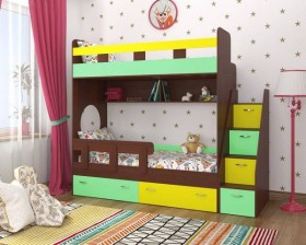 Детская двухъярусная кровать Юниор-1 Белый/Синий Распродажа в Ангарске - angarsk.katalogmebeli.com | фото 4