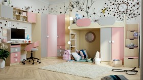 Детская комната Грэйси (Розовый/Серый/корпус Клен) в Ангарске - angarsk.katalogmebeli.com | фото