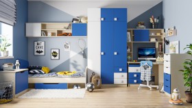 Детская комната Скай (Синий/Белый/корпус Клен) в Ангарске - angarsk.katalogmebeli.com | фото