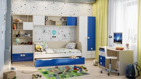 Детская комната Скай Люкс (Синий/Белый/корпус Клен) в Ангарске - angarsk.katalogmebeli.com | фото