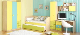 Детская комната Смайли (Желтый/Голубой/Зеленый/корпус Клен) в Ангарске - angarsk.katalogmebeli.com | фото