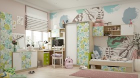 Детская комната Твит (Белый/Зеленый/корпус Клен) в Ангарске - angarsk.katalogmebeli.com | фото