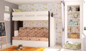 Кровать с диваном 75 Карамель Атлант (Венге Магия /Сосна Карелия/Савана) в Ангарске - angarsk.katalogmebeli.com | фото