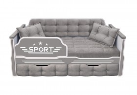 Кровать 180 серии Спорт 2 ящика 45 Серый (подушки) в Ангарске - angarsk.katalogmebeli.com | фото