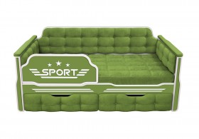 Кровать 190 серии Спорт 2 ящика 76 Зелёный (мягкие боковые накладки) в Ангарске - angarsk.katalogmebeli.com | фото