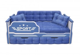 Кровать 190 серии Спорт 2 ящика 85 Синий (подушки) в Ангарске - angarsk.katalogmebeli.com | фото
