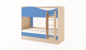 Кровать 2-х ярусная с ящиками (Беленый дуб/Синий) в Ангарске - angarsk.katalogmebeli.com | фото 1