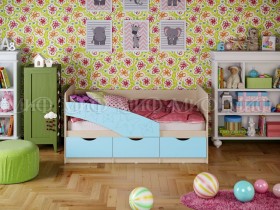 Кровать Бабочки 1,6м (Голубой матовый) в Ангарске - angarsk.katalogmebeli.com | фото