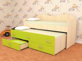 Кровать детская Нимфа двухместная 2.0 Дуб молочный/Лайм в Ангарске - angarsk.katalogmebeli.com | фото