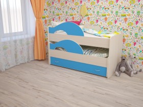 Кровать детская Радуга 1600 Млечный дуб/Голубой в Ангарске - angarsk.katalogmebeli.com | фото