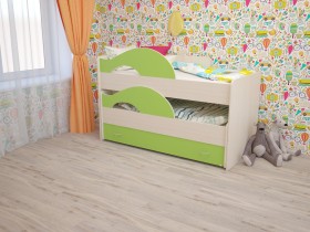 Кровать детская Радуга 1600 Млечный дуб/Салатовый в Ангарске - angarsk.katalogmebeli.com | фото