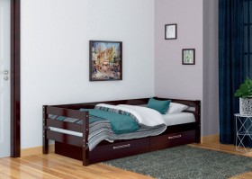 Кровать одинарная ГЛОРИЯ из массива сосны  900*2000 (Орех Тёмный) в Ангарске - angarsk.katalogmebeli.com | фото