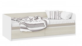Кровать «Сканди» с 2 ящиками Дуб Гарден/Белый/Глиняный серый в Ангарске - angarsk.katalogmebeli.com | фото