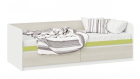 Кровать «Сканди» с 2 ящиками Дуб Гарден/Белый/Зеленый в Ангарске - angarsk.katalogmebeli.com | фото