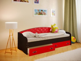 Кровать Софа-8 с мягкой спинкой (900х1900) Венге/Красный в Ангарске - angarsk.katalogmebeli.com | фото