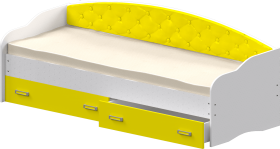 Кровать Софа-8 с мягкой спинкой (900х2000) Белый/Желтый в Ангарске - angarsk.katalogmebeli.com | фото