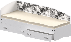 Кровать Софа-9 с мягкой спинкой с рисунком Милана (900х1900) Белый в Ангарске - angarsk.katalogmebeli.com | фото