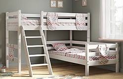 Кровать Соня вариант 8 угловая с наклонной лестницей Белый полупрозрачный в Ангарске - angarsk.katalogmebeli.com | фото