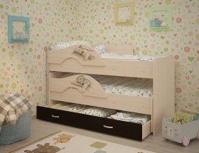 Кровать выкатная Радуга-Сафари детская 1600 Млечный дуб/Венге в Ангарске - angarsk.katalogmebeli.com | фото