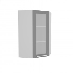 Квадро ВПУС 550 шкаф верхний угловой со стеклом высокий (Железо/корпус Серый) в Ангарске - angarsk.katalogmebeli.com | фото