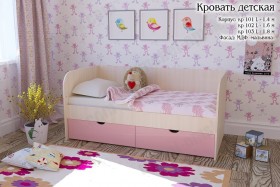 Мальвина Кровать детская 2 ящика 1.6 Розовыйй глянец в Ангарске - angarsk.katalogmebeli.com | фото