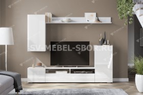 Мебель для гостиной МГС 4 (Белый/Белый глянец) в Ангарске - angarsk.katalogmebeli.com | фото