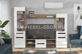 Мебель для гостиной МГС 6 (Исполнение 1/Дуб золотой/Белый глянец) в Ангарске - angarsk.katalogmebeli.com | фото