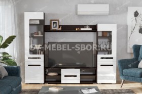 Мебель для гостиной МГС 6 (Исполнение 1/Венге/Белый глянец) в Ангарске - angarsk.katalogmebeli.com | фото