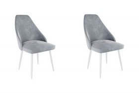 Набор стульев Милан 2 шт (серый велюр/белый) в Ангарске - angarsk.katalogmebeli.com | фото