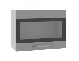 Норд ШВГС 600 Шкаф верхний горизонтальный со стеклом (Софт черный/корпус Белый) в Ангарске - angarsk.katalogmebeli.com | фото