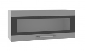 Норд ШВГС 800 Шкаф верхний горизонтальный со стеклом (Софт черный/корпус Белый) в Ангарске - angarsk.katalogmebeli.com | фото