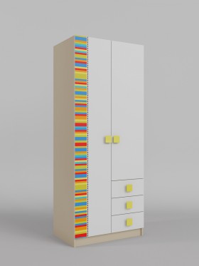 Шкаф 2-х створчатый с ящиками Клаксон без машинок (Белый/корпус Клен) в Ангарске - angarsk.katalogmebeli.com | фото