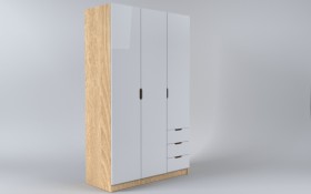 Шкаф 3-х створчатый с ящиками Лофт (Белый/корпус Дуб Сонома) в Ангарске - angarsk.katalogmebeli.com | фото