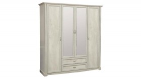 Шкаф для одежды "Сохо" (бетон пайн белый/2 ящика/зеркало) в Ангарске - angarsk.katalogmebeli.com | фото