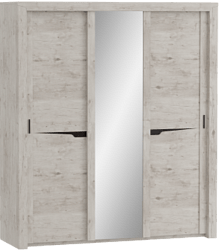 Шкаф трехдверный Соренто с раздвижными дверями Дуб бонифаций/Кофе структурный матовый в Ангарске - angarsk.katalogmebeli.com | фото