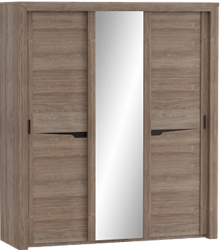 Шкаф трехдверный Соренто с раздвижными дверями Дуб стирлинг/Кофе структурный матовый в Ангарске - angarsk.katalogmebeli.com | фото