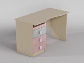 Стол (столешница с выемкой) Грэйси (Розовый/Серый/корпус Клен) в Ангарске - angarsk.katalogmebeli.com | фото